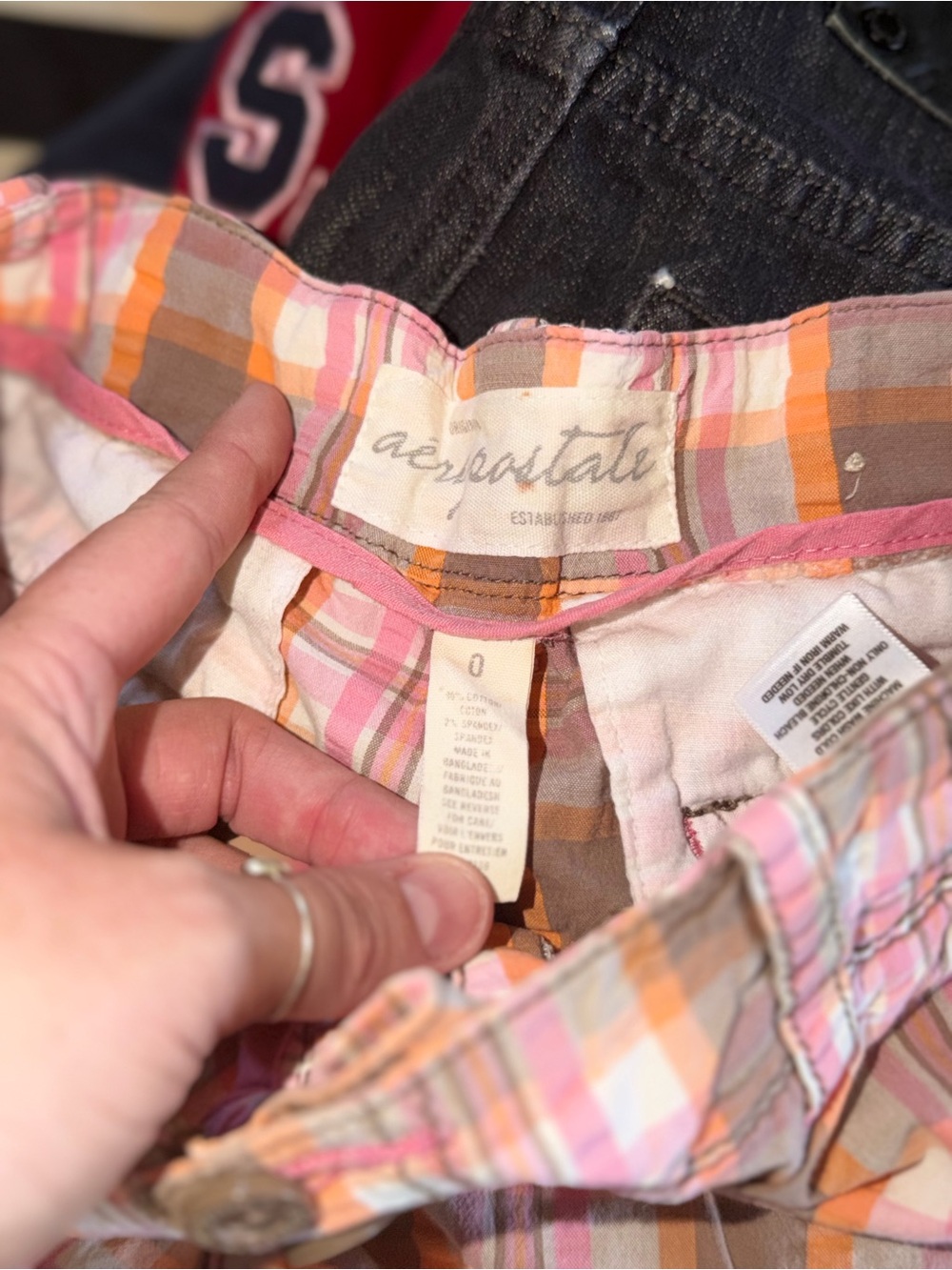 Aeropostale Plaid Low Rise Shorts Women’s Size 0 Pink Orange Cotton Y2K Casual - Picture 4 of 4